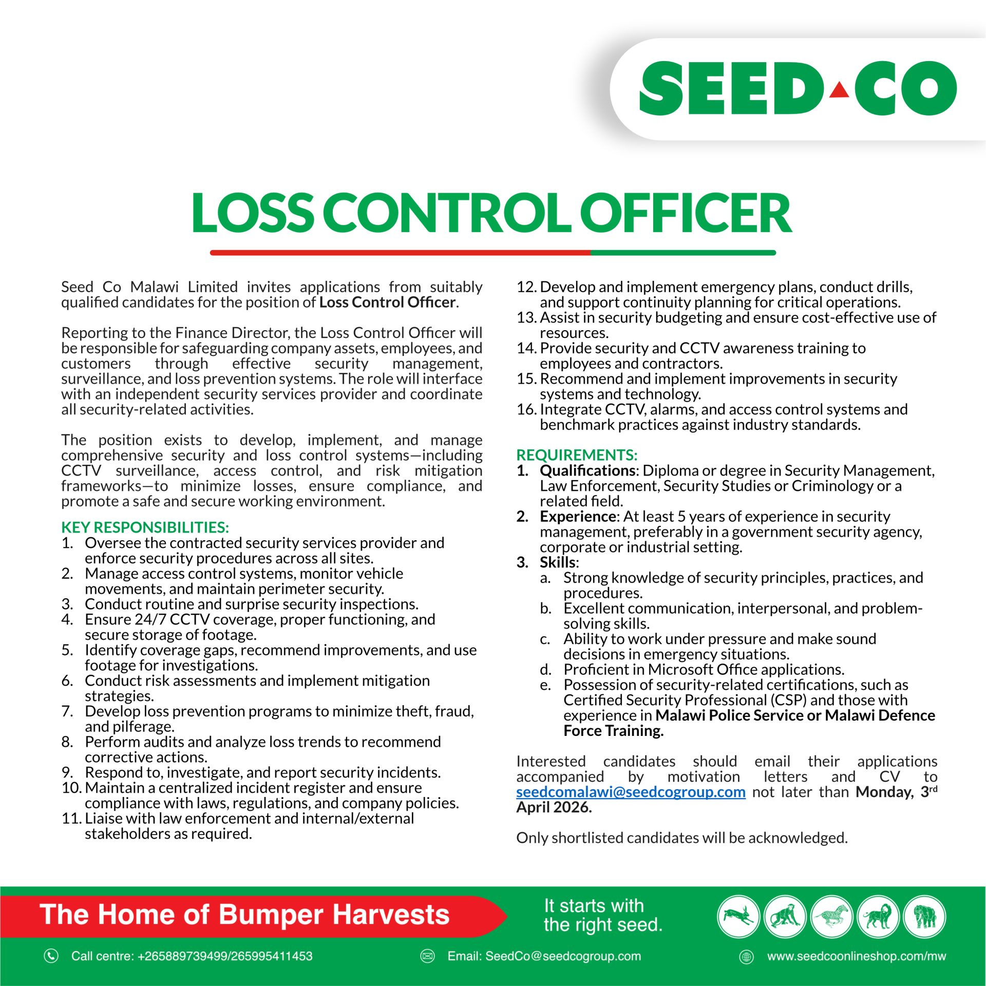 loss control officer vacancy