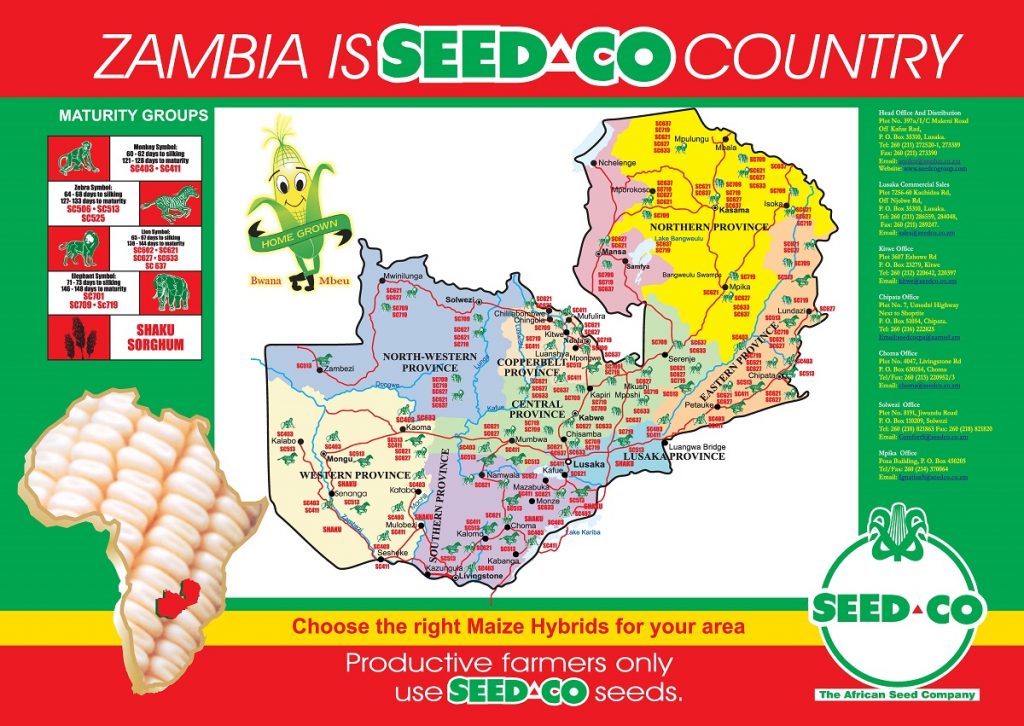 Seed Co Zambia Farming regions map